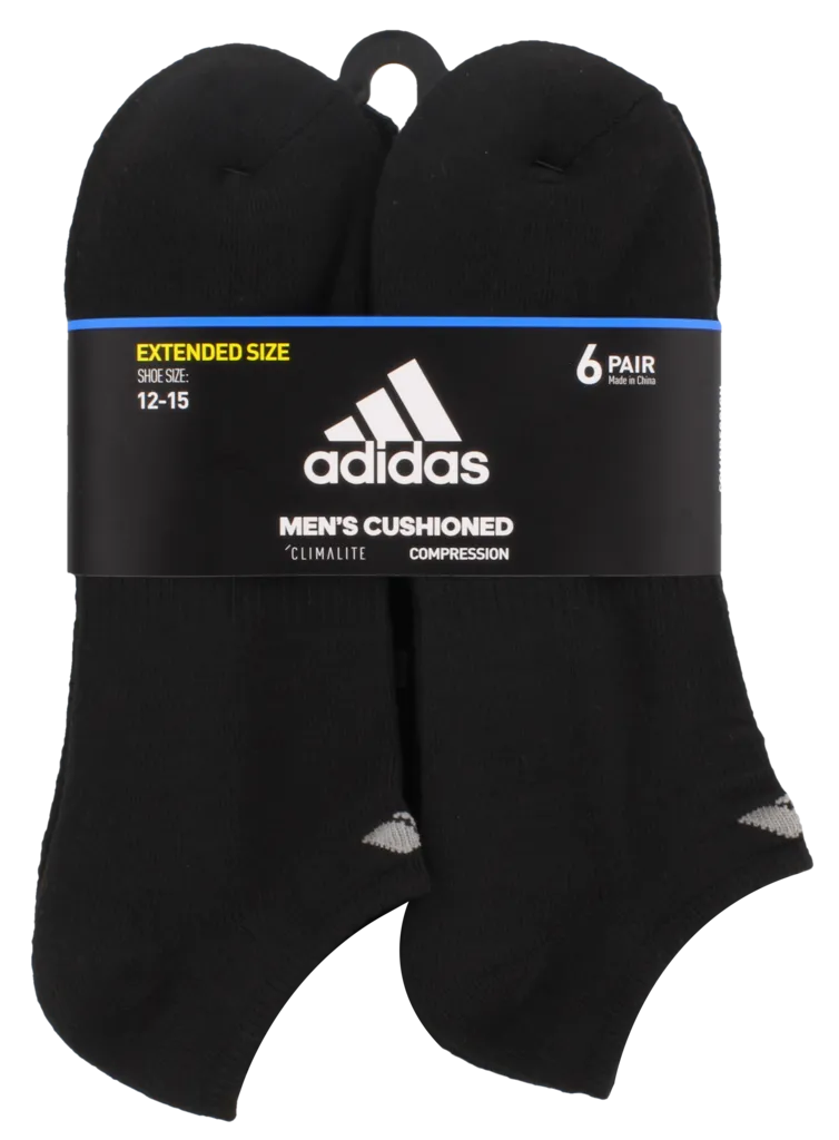 Men's Adidas Athletic Cushioned No Show 6-Pack