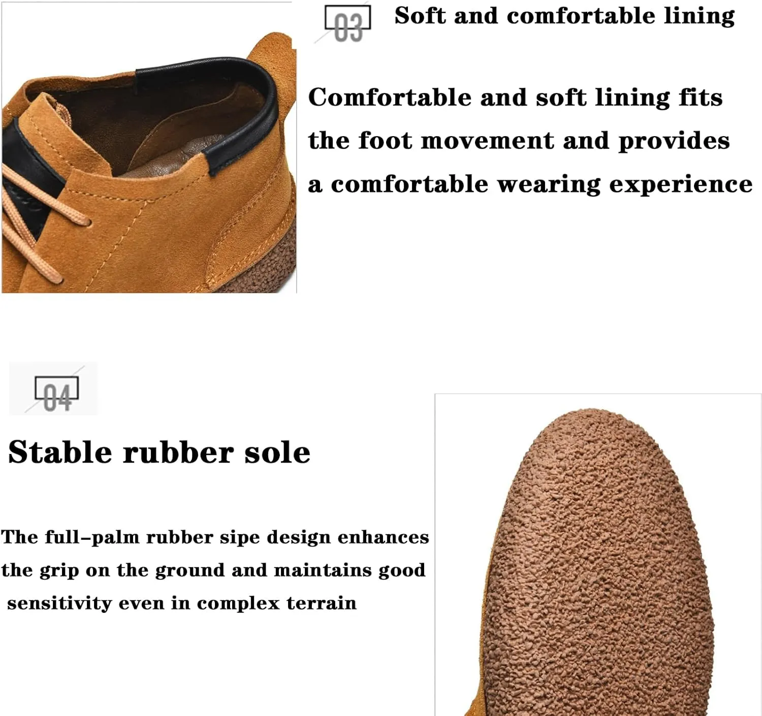 Mens Ankle Desert Chukka Boots Lace Up Suede Leather Shoes Round Toe Platform Deck Boots