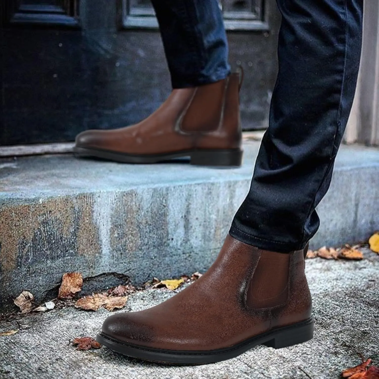 Men’s Black Chelsea Boots-Slip-On Comfy Mens Casual Suede Ankle Boots