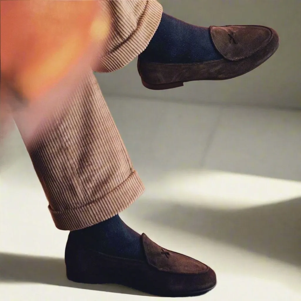 Men's Brown Suede Milano Loafer From Del Toro Shoes