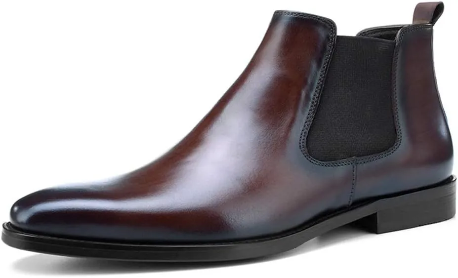 Men's Chelsea Boots，City Work Pointed Formal Shoes Outdoor Walking Cowhide Ankle Boots,Coffee A- 39/UK 6.5/US 7