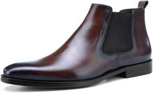 Men's Chelsea Boots，City Work Pointed Formal Shoes Outdoor Walking Cowhide Ankle Boots,Coffee A- 39/UK 6.5/US 7
