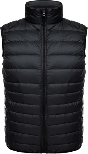Men's Lightweight Puffer Vest Packable Warm Quilted Sleeveless Jacket Coats Waterproof Plain Outerwear for Work