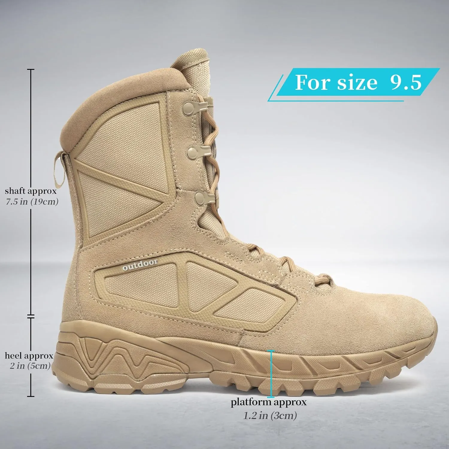 Men's Military Tactical Work Boots Lightweight Side Zipper Army Combat Hiking Boots