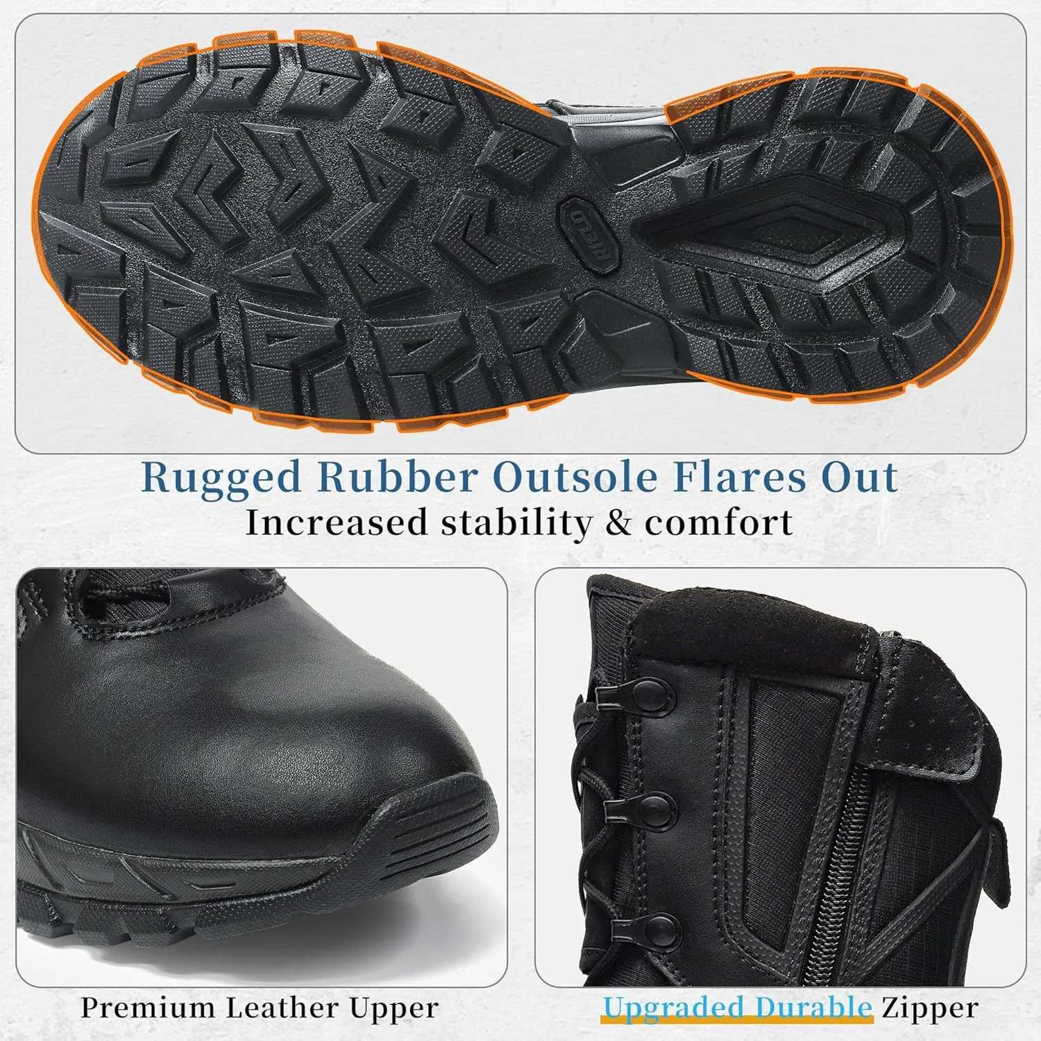 Men's Military Tactical Work Boots Lightweight Side Zipper Army Combat Hiking Boots