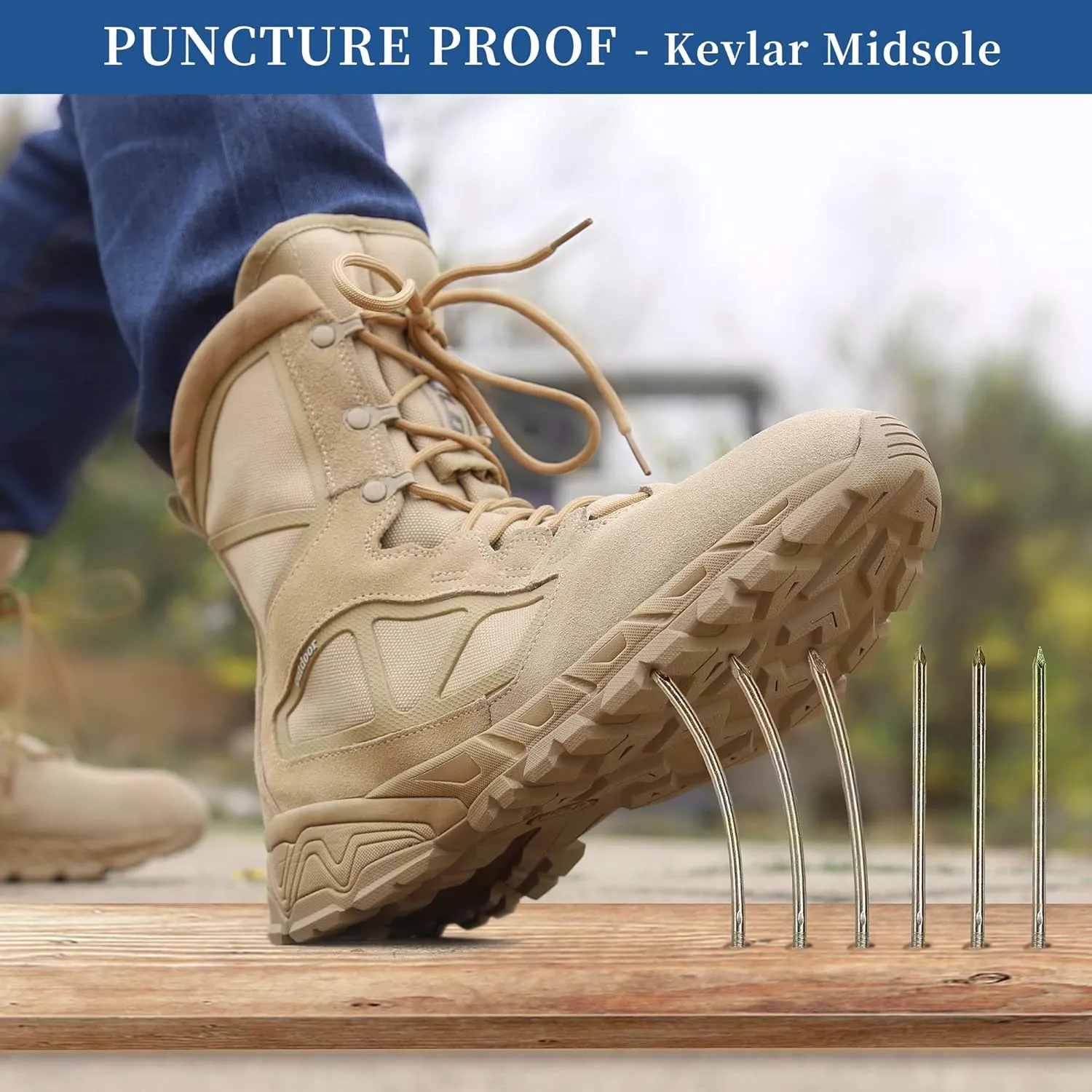 Men's Military Tactical Work Boots Lightweight Side Zipper Army Combat Hiking Boots