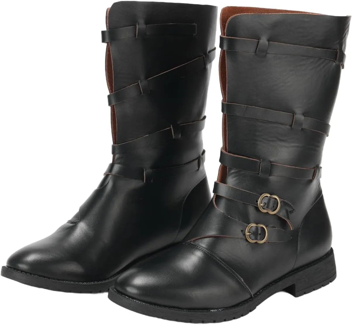 Men's Renaissance Boots Medieval Cosplay Boots Vintage Stage Pirate Viking Buckle Shoes Halloween