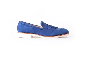 Men's Royal Blue & Tan Accented Tassel Loafer with Beige Sole (EX164)