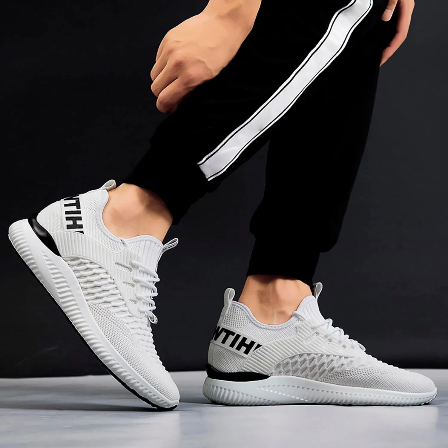 Mens Slip On Sneakers Non Slip Walking Shoes Lightweight Athletic Shoes Casual Running Shoe Increase Height 6/8/10CM