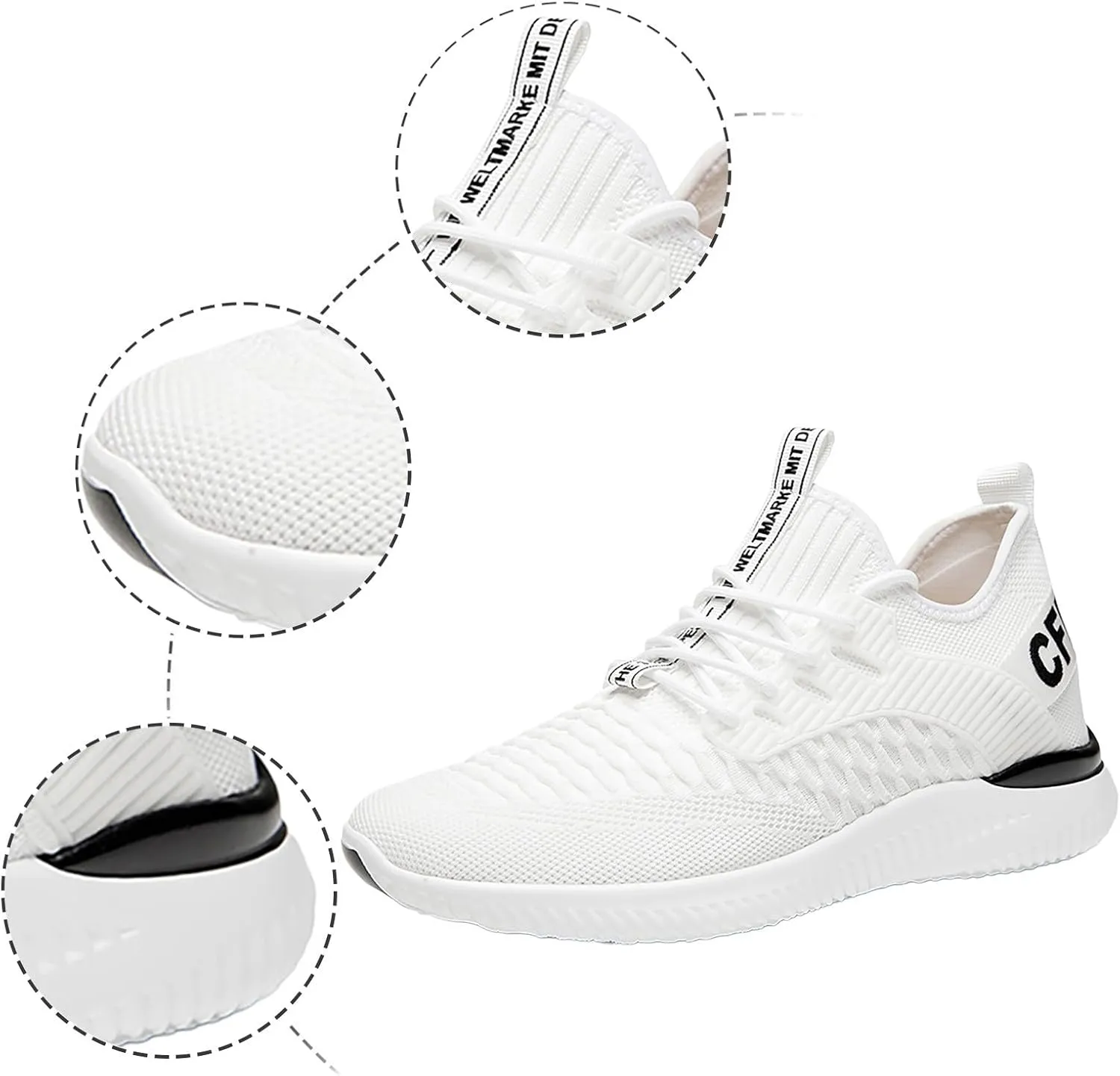 Mens Slip On Sneakers Non Slip Walking Shoes Lightweight Athletic Shoes Casual Running Shoe Increase Height 6/8/10CM