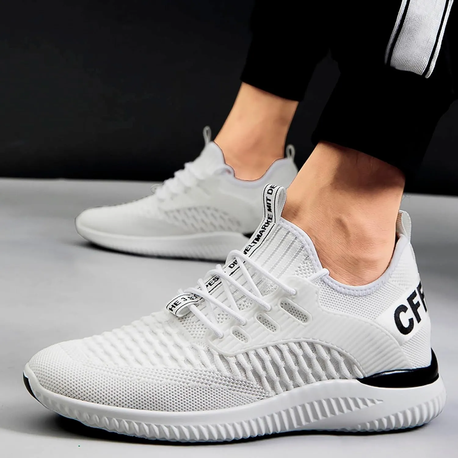 Mens Slip On Sneakers Non Slip Walking Shoes Lightweight Athletic Shoes Casual Running Shoe Increase Height 6/8/10CM