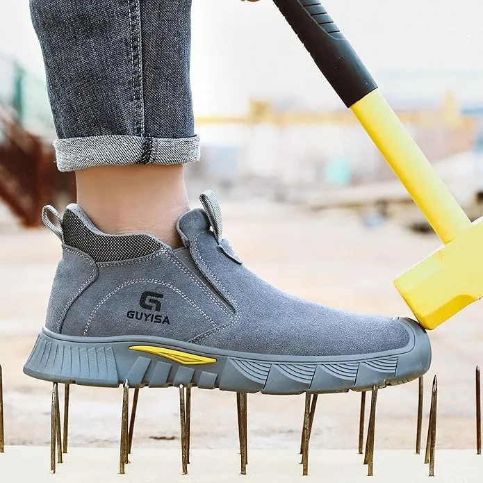 Men's Steel Toe Work Boots for Welding & Construction - Heat & Puncture Resistant Safety Shoes, Indestructible for Industrial Use