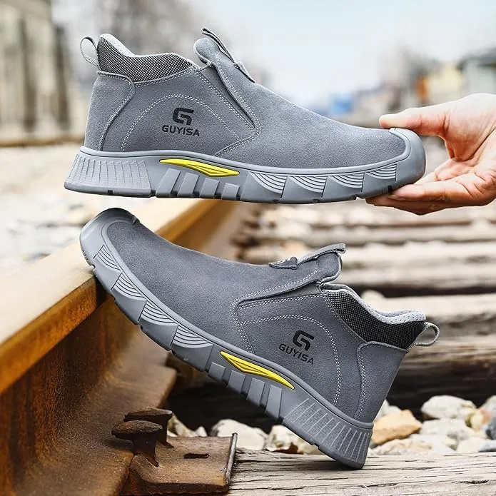 Men's Steel Toe Work Boots for Welding & Construction - Heat & Puncture Resistant Safety Shoes, Indestructible for Industrial Use