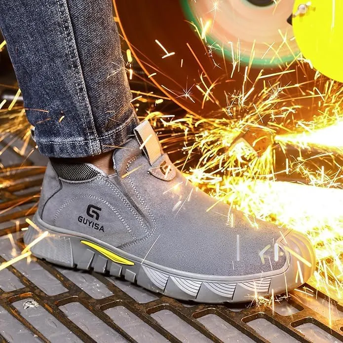 Men's Steel Toe Work Boots for Welding & Construction - Heat & Puncture Resistant Safety Shoes, Indestructible for Industrial Use