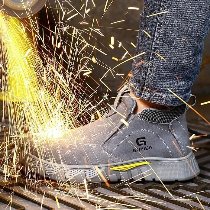 Men's Steel Toe Work Boots for Welding & Construction - Heat & Puncture Resistant Safety Shoes, Indestructible for Industrial Use