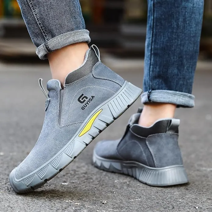 Men's Steel Toe Work Boots for Welding & Construction - Heat & Puncture Resistant Safety Shoes, Indestructible for Industrial Use
