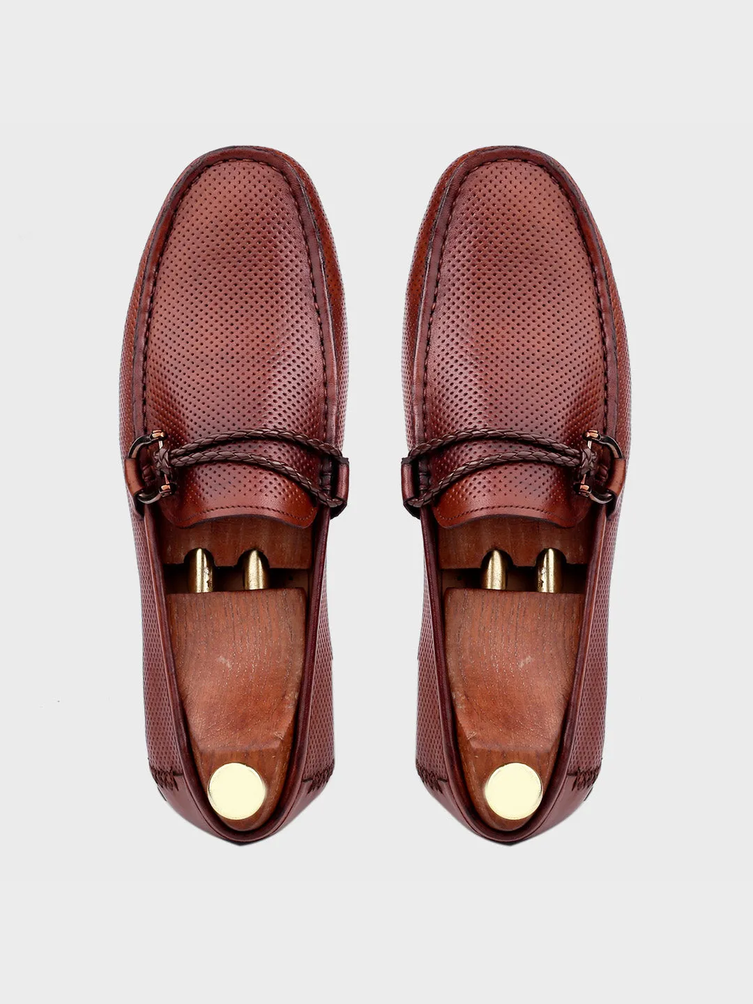Men's Tan Leather Slip-On Loafers