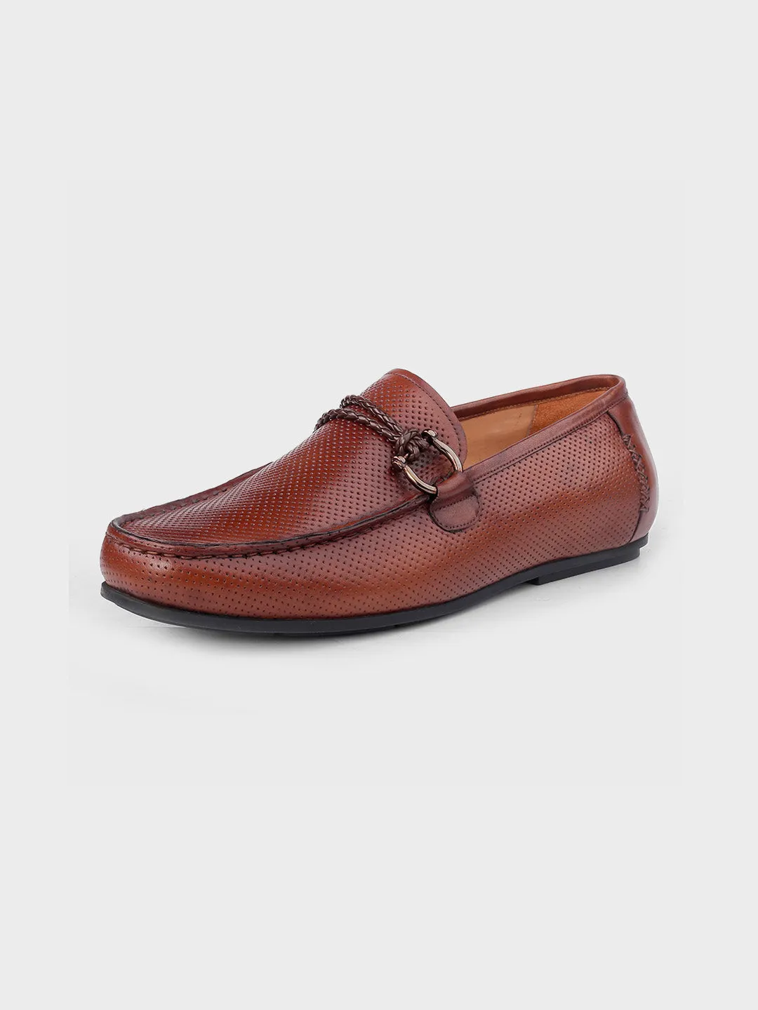 Men's Tan Leather Slip-On Loafers