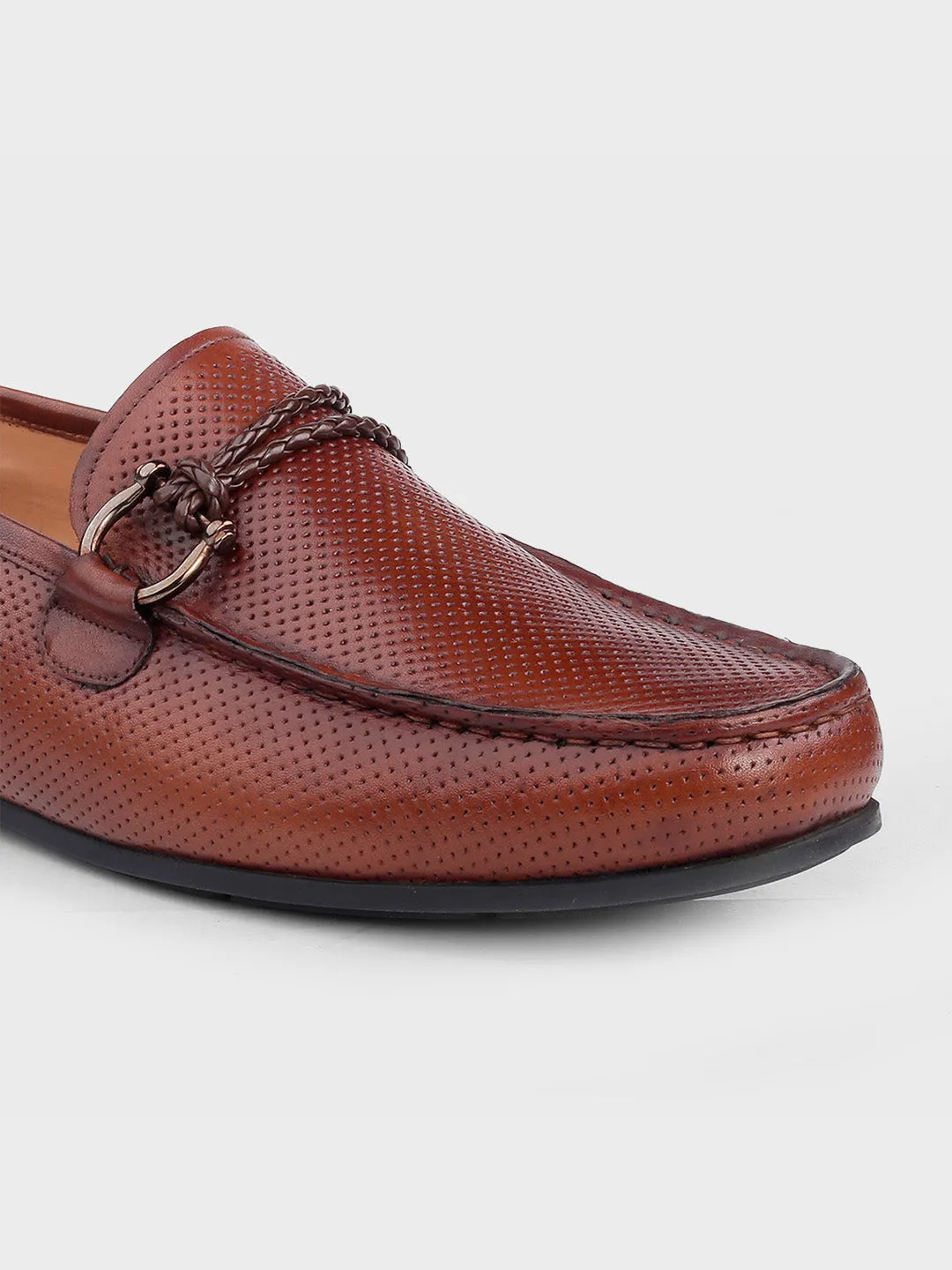 Men's Tan Leather Slip-On Loafers