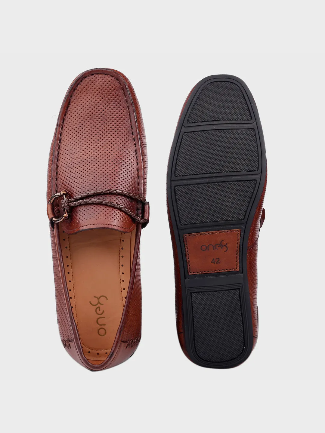 Men's Tan Leather Slip-On Loafers