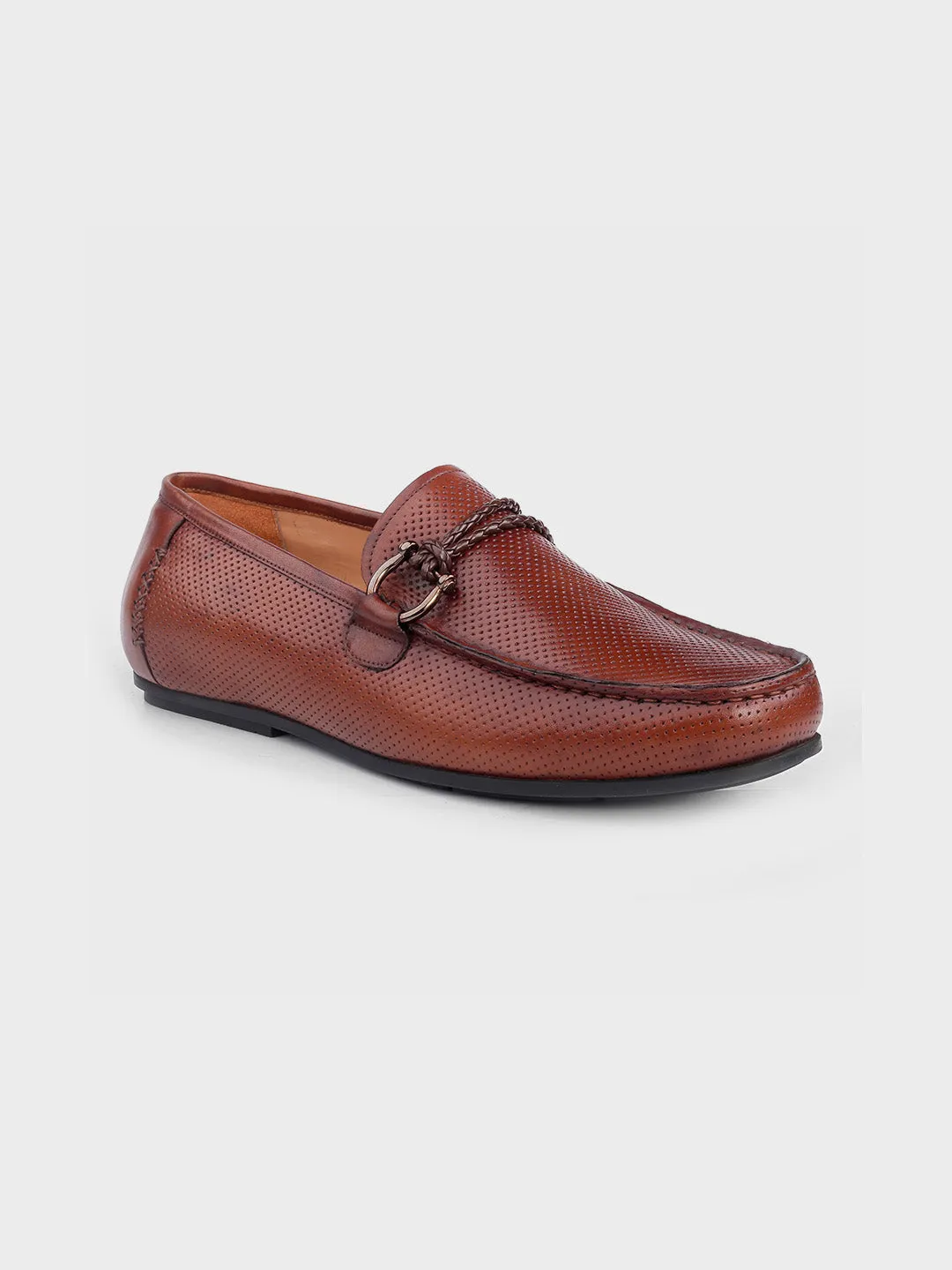Men's Tan Leather Slip-On Loafers
