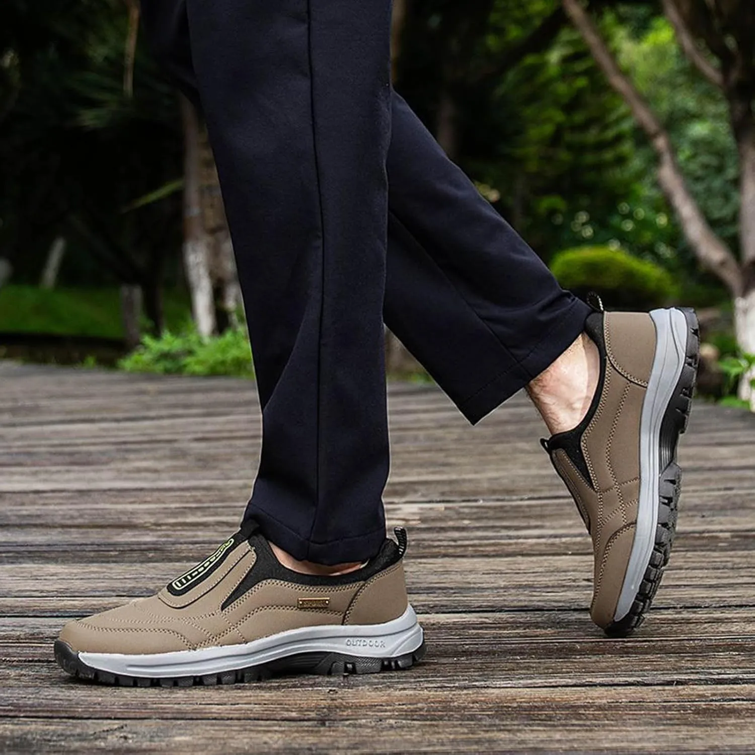 Men's Walking Shoes Waterproof Hiking Shoes Slip on Orthopedic Sneakers Outdoor Non Slip Shoes Casual Trail Shoes