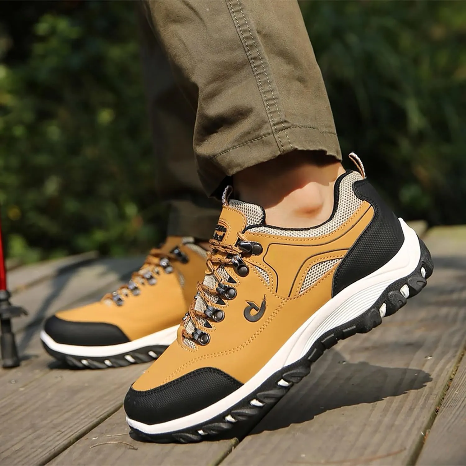 Men's Wide Hiking Shoes Slip on Loafers Trekking Trails Sneakers Waterproof Walking Shoes with Arch Support