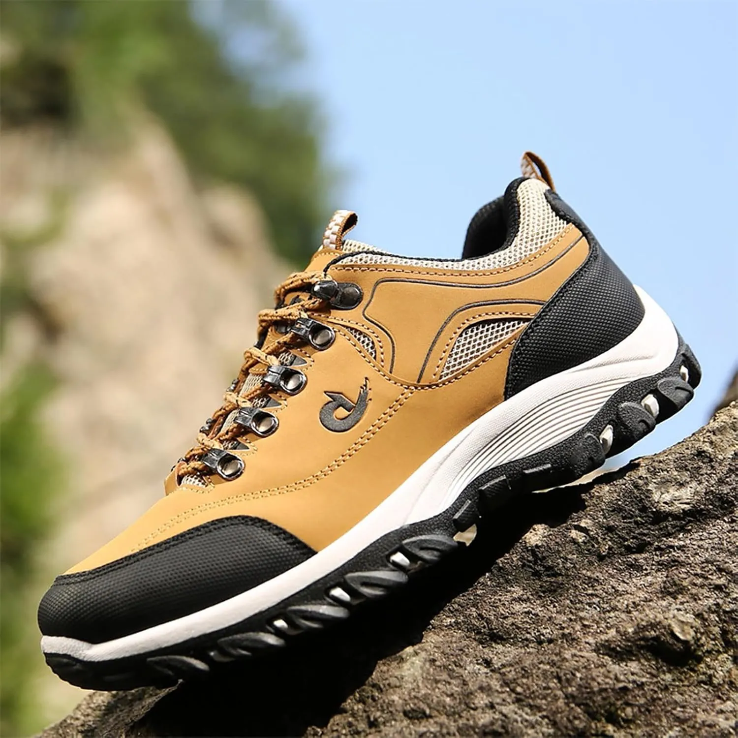 Men's Wide Hiking Shoes Slip on Loafers Trekking Trails Sneakers Waterproof Walking Shoes with Arch Support