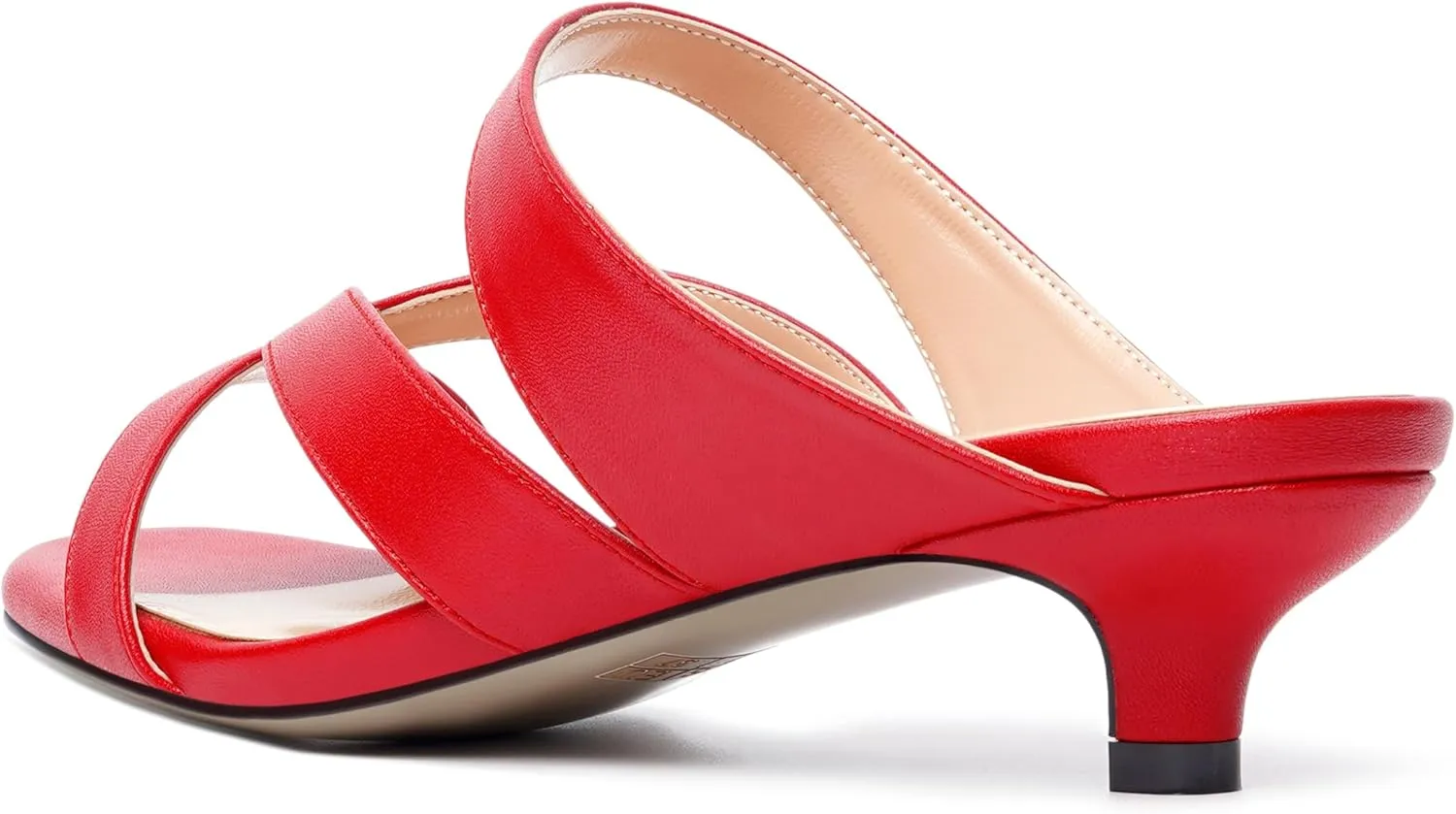 MERRORI Womens Matte Casual Open Toe Slip On Evening Slingback Kitten Low Heel Heeled Sandals 1.5 Inch