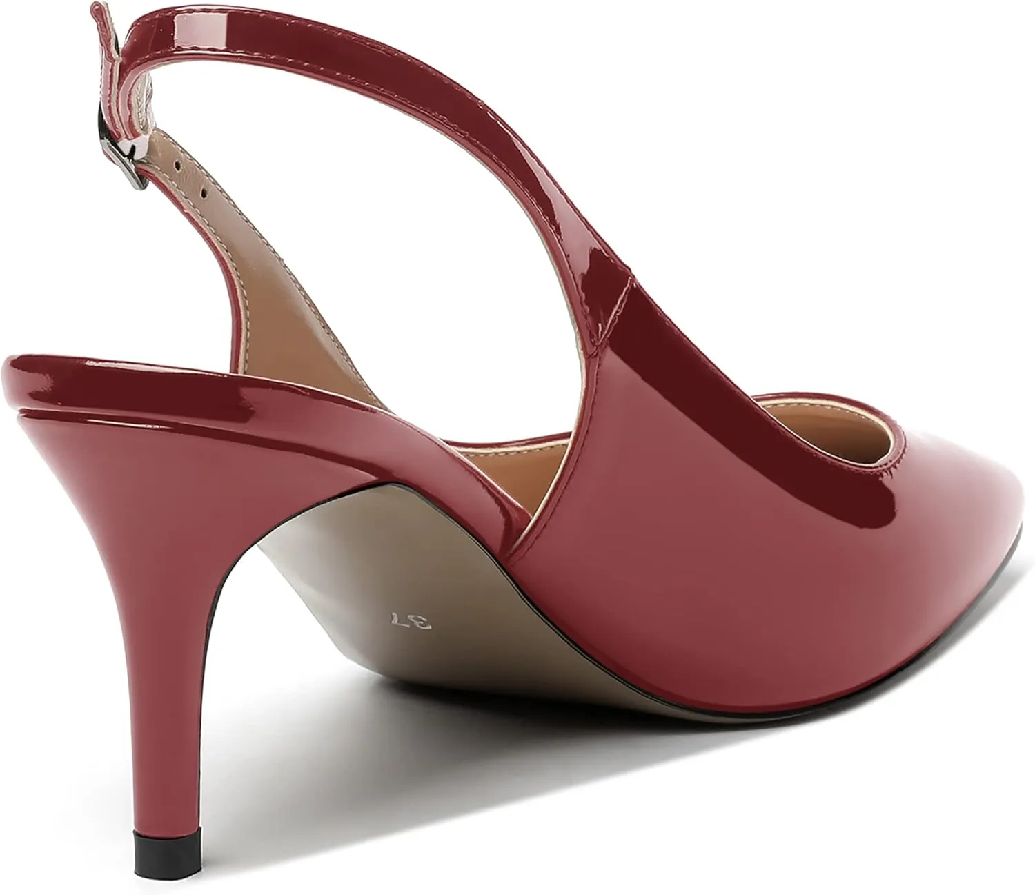 MERRORI Women's Slingback Stiletto Mid Heel Pumps Shoes Square Toe Patent Dess Shoes Womens Pumps 2.5 Inch
