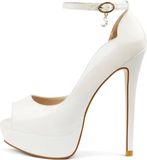 MERUMOTE Women's Platform Stiletto Heels Shoes Peep Toe Pumps 6 inch Heels for Dress Wedding Party