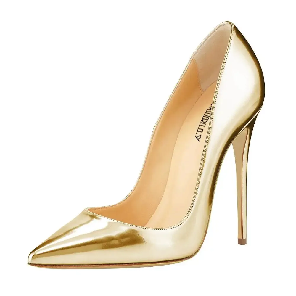 Metallic Mirror Pointed Toe High Heels Pumps