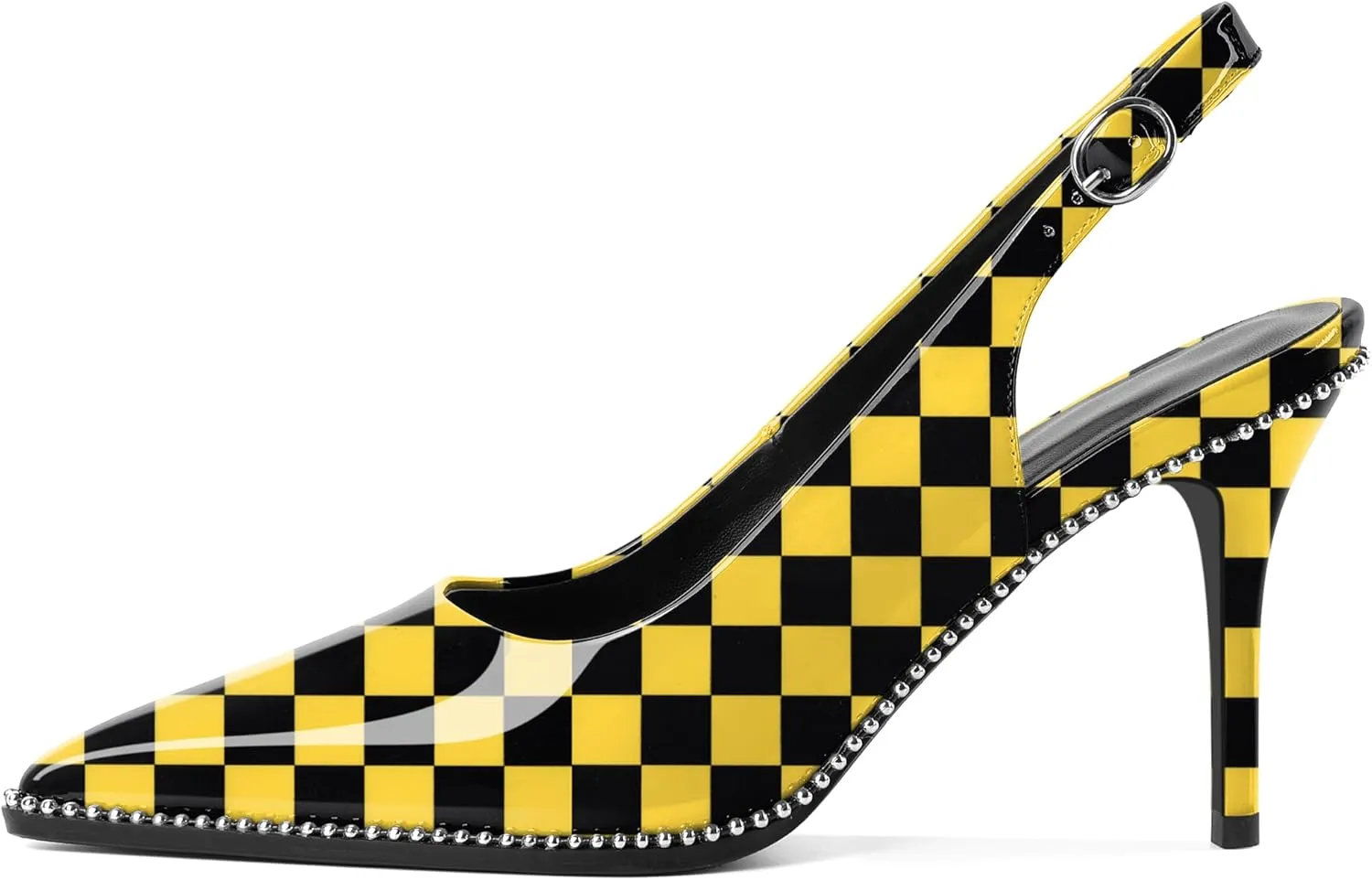 Mettesally Women's Beaded Slingback Pumps Stilettos Heels Closed Pointed Toe Fashion Dress Shoes 3.5 Inches