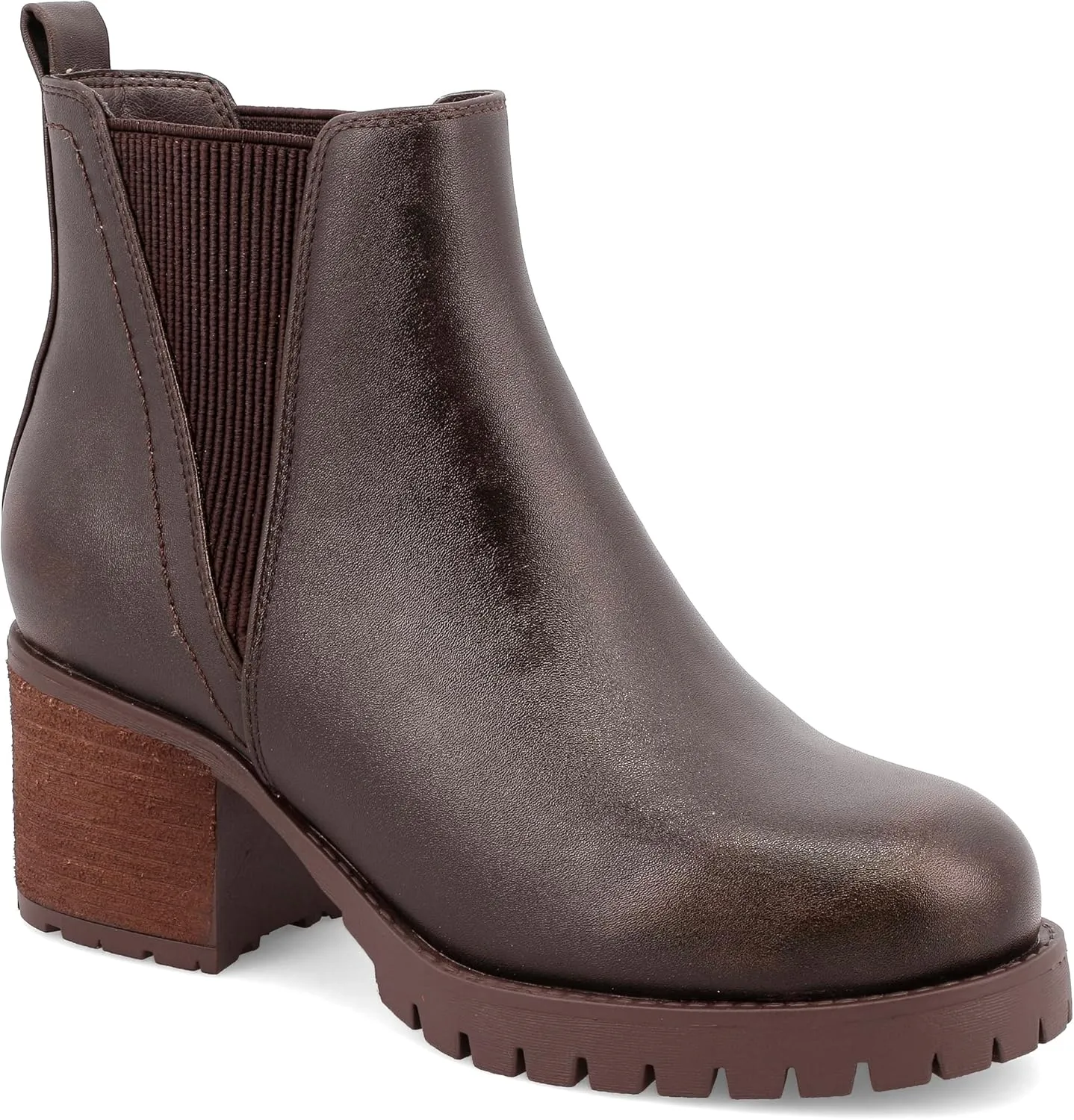 MIA Jody Womens Vegan Leather Booties, Chelsea Boots, Dark Coffee, Size 6