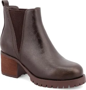 MIA Womens JODY Stretch Faux Leather Chelsea Boots Brown 8.5 Medium (B,M)