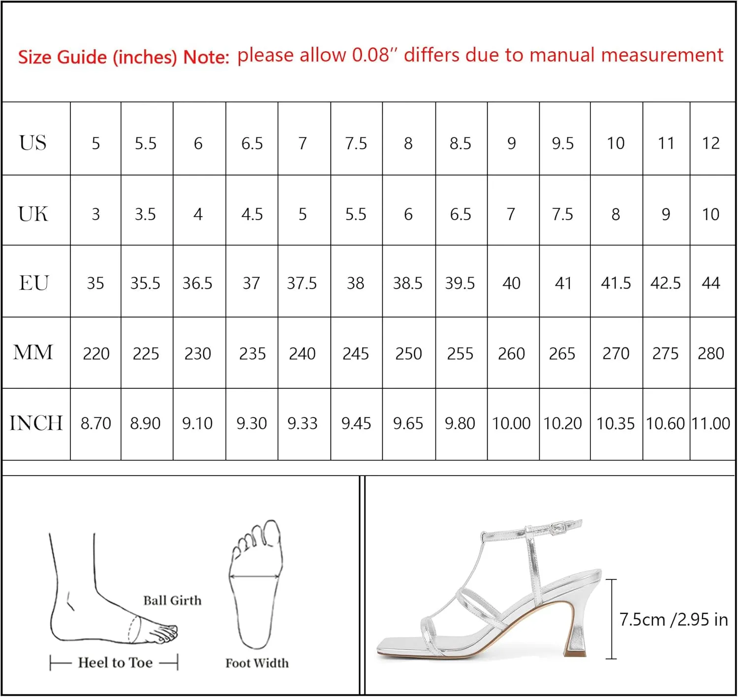 Modatope Strappy Sandals Women Square Toe Ankle Strap Kitten Stiletto Heeled Sandals Open Toe T-Strap Gladiator Sandals