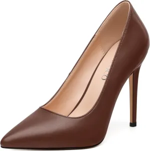 MODENCOCO Women's High Heel Pumps Elegant Stiletto Heels Sexy Closed Pointed Toe Heels Classic Comfortable Slip-On Dress Shoes for Party Wedding Prom Office 4 Inch