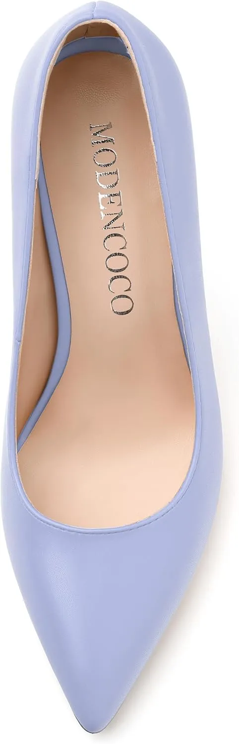 MODENCOCO Women's High Heel Pumps Elegant Stiletto Heels Sexy Closed Pointed Toe Heels Classic Comfortable Slip-On Dress Shoes for Party Wedding Prom Office 4 Inch