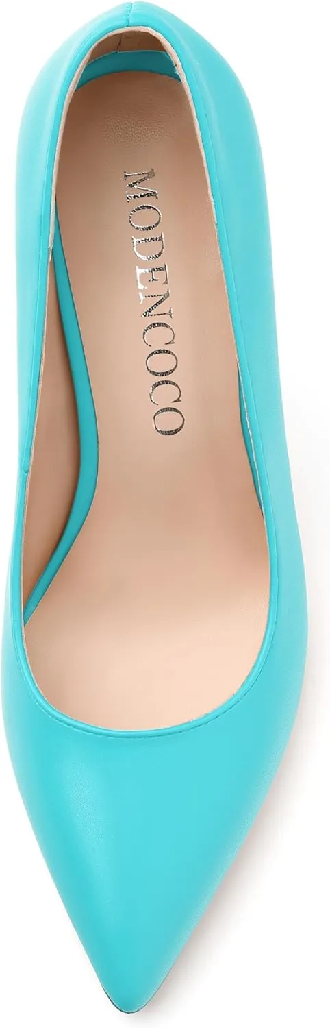MODENCOCO Women's High Heel Pumps Elegant Stiletto Heels Sexy Closed Pointed Toe Heels Classic Comfortable Slip-On Dress Shoes for Party Wedding Prom Office 4 Inch