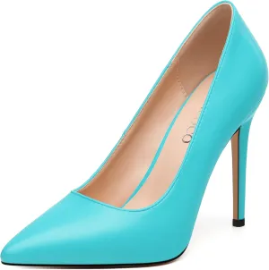 MODENCOCO Women's High Heel Pumps Elegant Stiletto Heels Sexy Closed Pointed Toe Heels Classic Comfortable Slip-On Dress Shoes for Party Wedding Prom Office 4 Inch