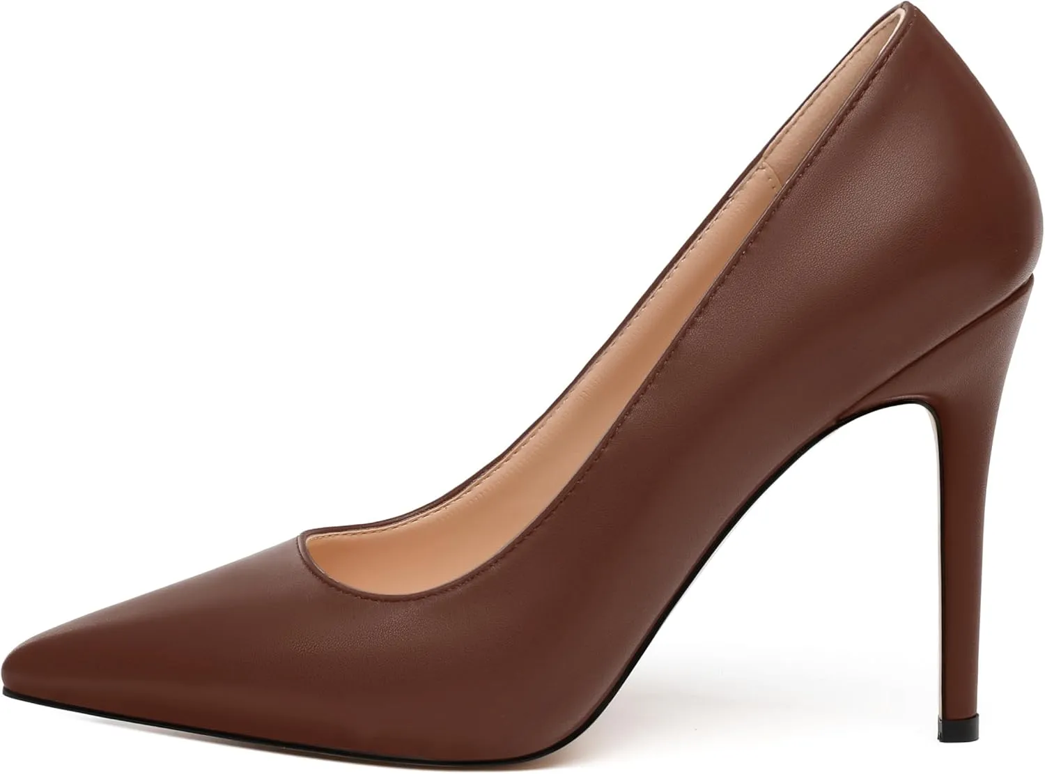 MODENCOCO Women's High Heel Pumps Elegant Stiletto Heels Sexy Closed Pointed Toe Heels Classic Comfortable Slip-On Dress Shoes for Party Wedding Prom Office 4 Inch