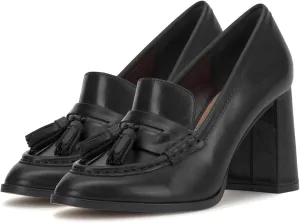MOOMMO Women Chunky Block High Heel Tassel Loafers Pumps Round Closed Toe Slip On Dress Loafers Shoes Fringe 3 Inch Heels Office Shoes Matte Leather for Ladies Formal Work Wedding Party 4-11 M US