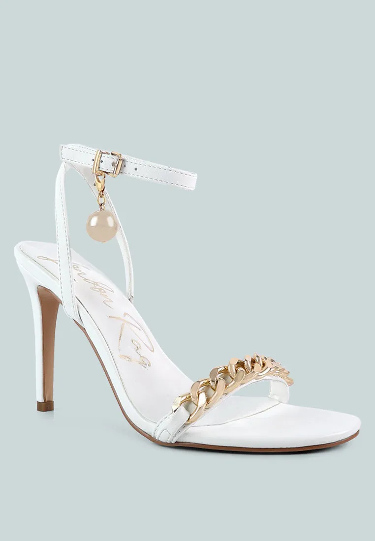 Mooning Metal Chain Strap Stiletto Sandals By Ruw