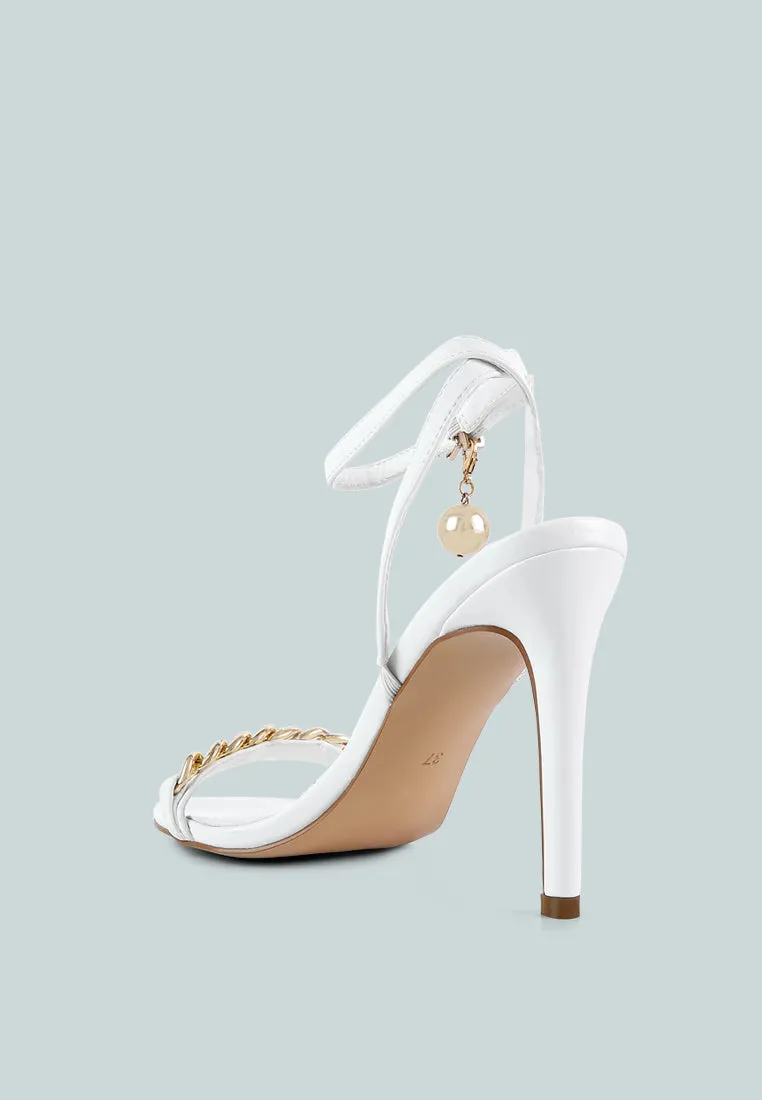 Mooning Metal Chain Strap Stiletto Sandals By Ruw