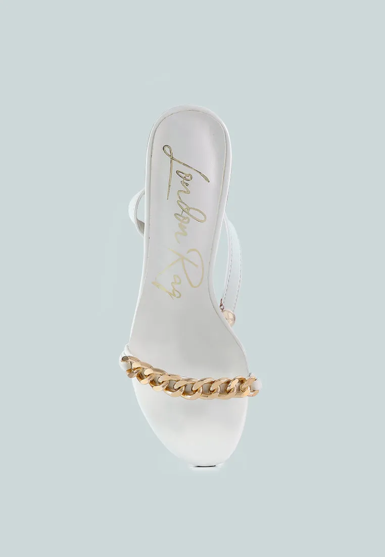 Mooning Metal Chain Strap Stiletto Sandals By Ruw