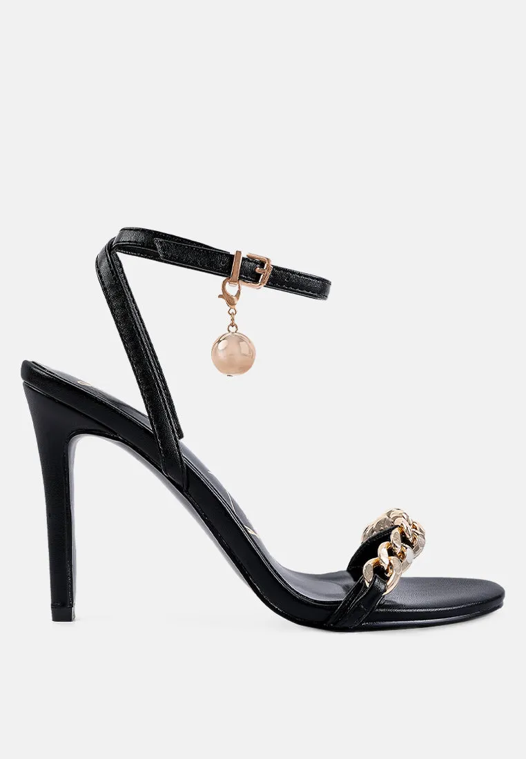 Mooning Metal Chain Strap Stiletto Sandals By Ruw