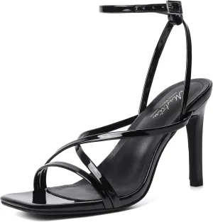 Mostrin Strappy Heels for Women Square Open Toe Lace Up Heeled Sandals Ankle Strap Sexy Stiletto High Heels for Party, Prom, Dating, Wedding