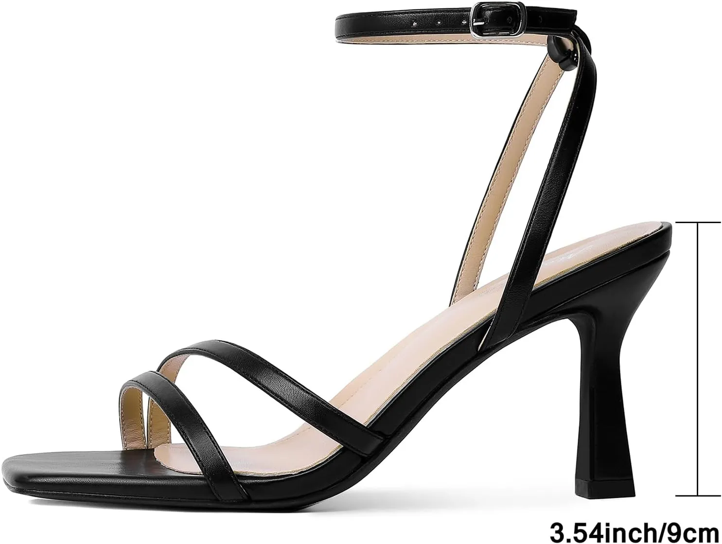 Mostrin Womens Sandals Strappy Heels for Women Ankle Strap Lace Up Heels Square Open Toe Heels Tie Up Stiletto High Heeled Sandals for Prom, Party, Daily Wear
