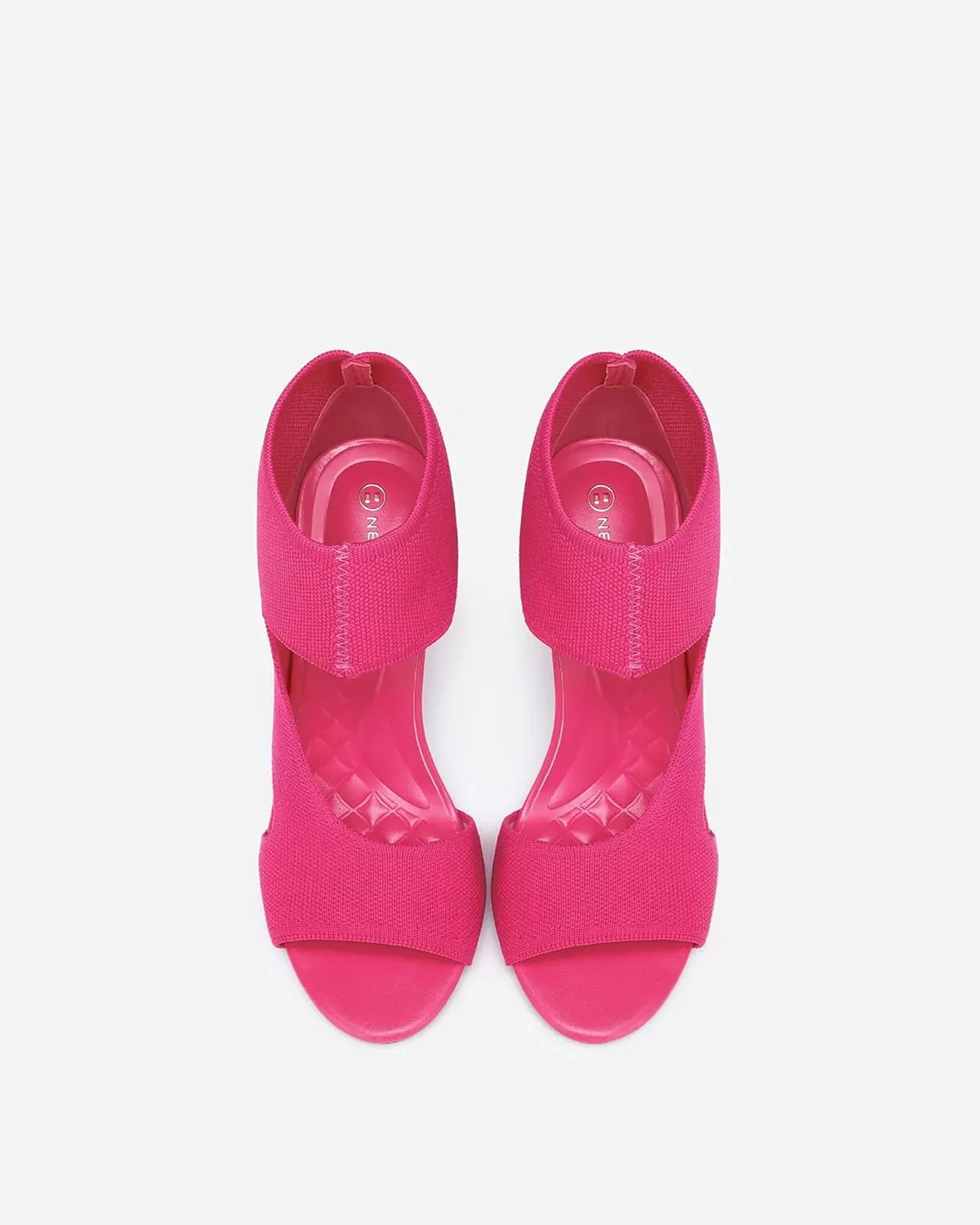 Mousse Fit Women Retro Peep Toe Elegant Stiletto Low Heeled Sandals Breathable Mesh Knit Elastic Design Upper Comfortable Shoes