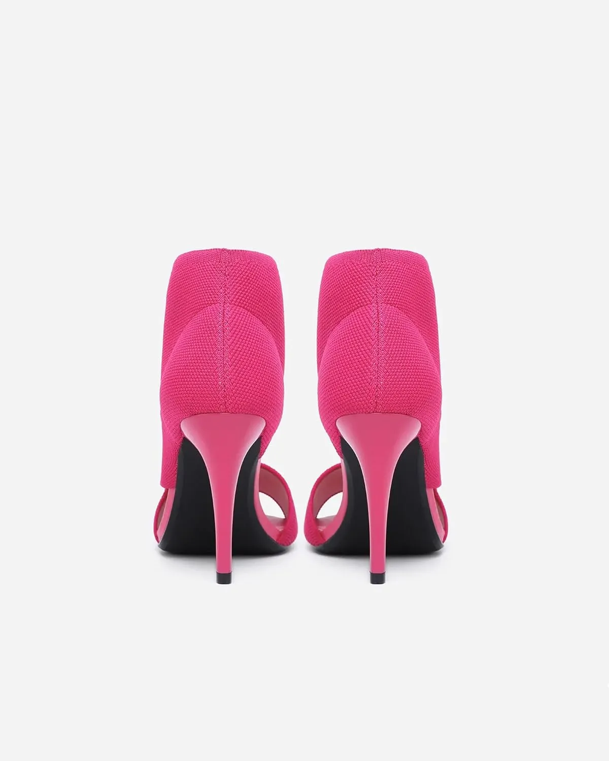 Mousse Fit Women Retro Peep Toe Elegant Stiletto Low Heeled Sandals Breathable Mesh Knit Elastic Design Upper Comfortable Shoes